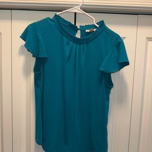 Calvin Klein Turquoise Flutter Sleeve Blouse